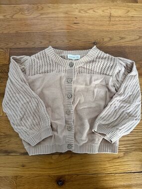 Quincy Mae Open-Knit Button Cardigan 2-3Y